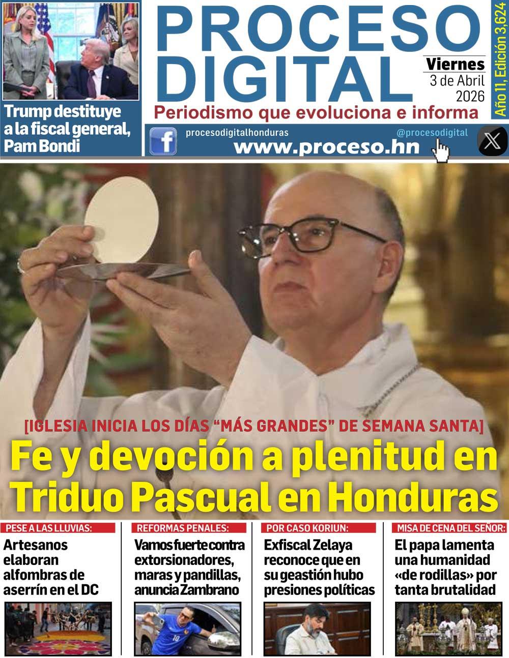 Así luce la portada del Proceso Digital este viernes 3 de abril de 2026